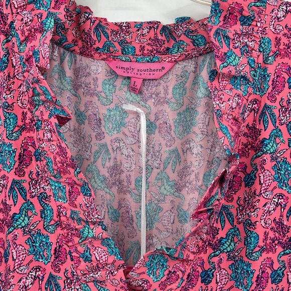 Simply Southern Tiered Ruffle Seahorse Maxi Dress-NWT-Size Large - Picture 3 of 6